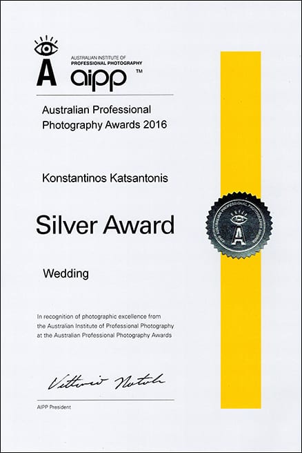 AIPP Photography Awards 2016 Konstantinos Katsantonis Silver Award | DreamlifeWedding Photography Sydney